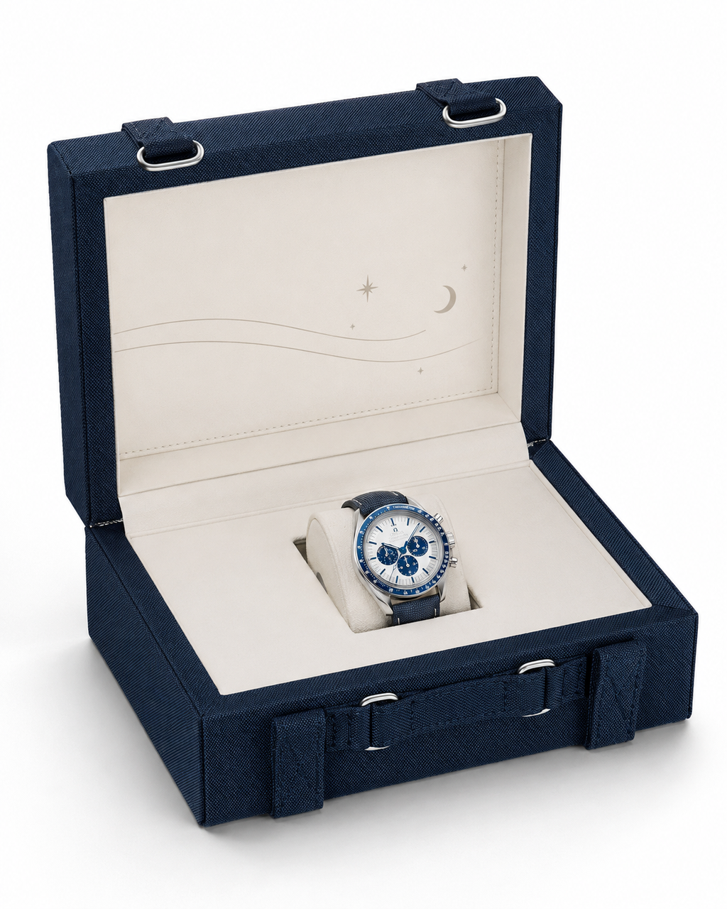 Lunar Chronograph Watch White Blue 42mm