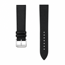 Black Leather Watch Strap with Silver Buckle