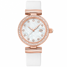 Women's Rose Gold-Tone Dress Watch with White Strap