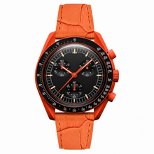 Casual Watch with Orange Leather Strap