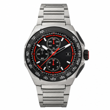Sport Chronograph Watch with Black Dial and Silver Titanium Bracelet
