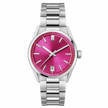 Dress Watch with Magenta Dial and Silver Metal Bracelet