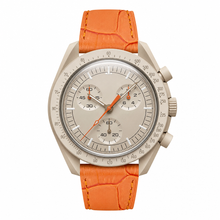 Beige Watch with Orange Leather Strap