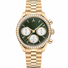Chronograph Watch Gold Tone 38mm with Green Dial