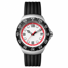 Casual Sport Watch with White Dial and Black Rubber Strap