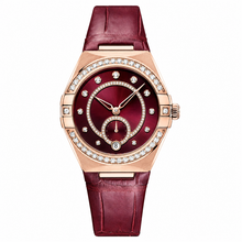Ladies Dress Watch with Burgundy Dial and Rose Gold Tone Case 34mm