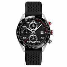 Sport Chronograph Watch with Black Dial and Rubber Strap