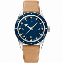 Blue Dial Watch with Tan Leather Strap 41mm