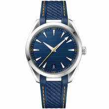 41mm Blue Dial Watch with Blue Rubber Strap