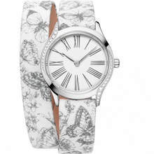 Women's Silver-Tone Watch with White Butterfly Strap, 26 mm