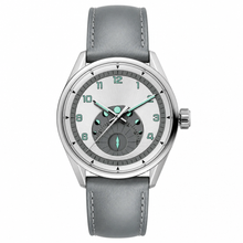 Silver Dial Watch with Grey Leather Strap