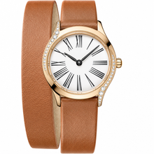 Women's Dress Watch with Rose Gold-Tone Case and Brown Leather Wrap Strap