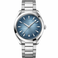 41mm stainless steel watch with blue dial and metal bracelet