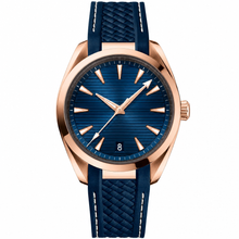 41mm Sport-Casual Watch with Blue Dial and Rose Gold-Tone Case
