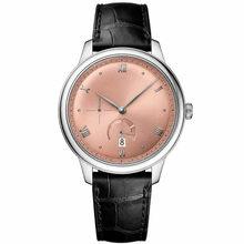 Dress Watch 41mm with Pink Dial and Black Leather Strap