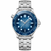 42mm Stainless Steel Diver Watch with Blue Dial