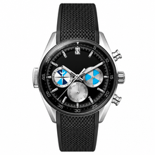 Sport Chronograph Watch with Black Rubber Strap