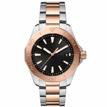 Two-Tone Metal Watch with Black Dial