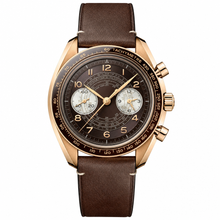 Chronograph Watch with Brown Leather Strap and Rose Gold Tone Case