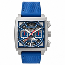 Square Sport Watch with Blue Dial and Blue Rubber Strap