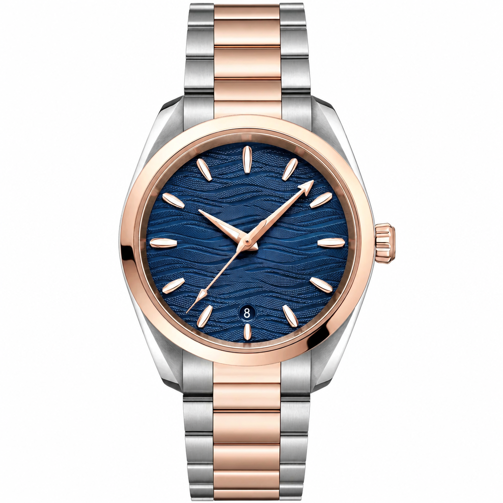 Two-Tone Metal Watch with Blue Dial 38mm product photo