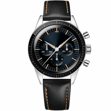 Chronograph Watch Black Leather Strap 40mm