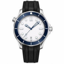 42mm Diver Style Watch Blue Bezel Black Rubber Strap