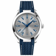 Silver Dial Watch with Blue Silicone Strap 41mm