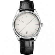 Dress Watch Silver Case 40mm with Black Leather Strap