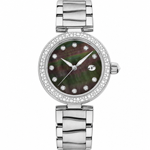 Silver-Tone Dress Watch with Dark Mother-of-Pearl Dial 34mm