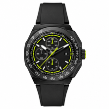 Sporty Black Chronograph Watch with Rubber Strap