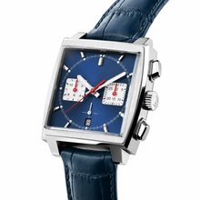 Chronograph Watch with Blue Dial and Leather Strap
