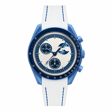Sport-Casual Watch with Blue Case and White Strap