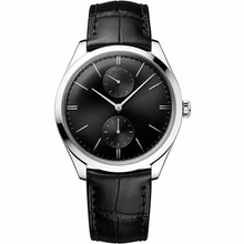 Men's Dress Watch 40mm with Black Dial and Leather Strap