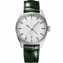 Calendar Dress Watch White Green Leather 41mm