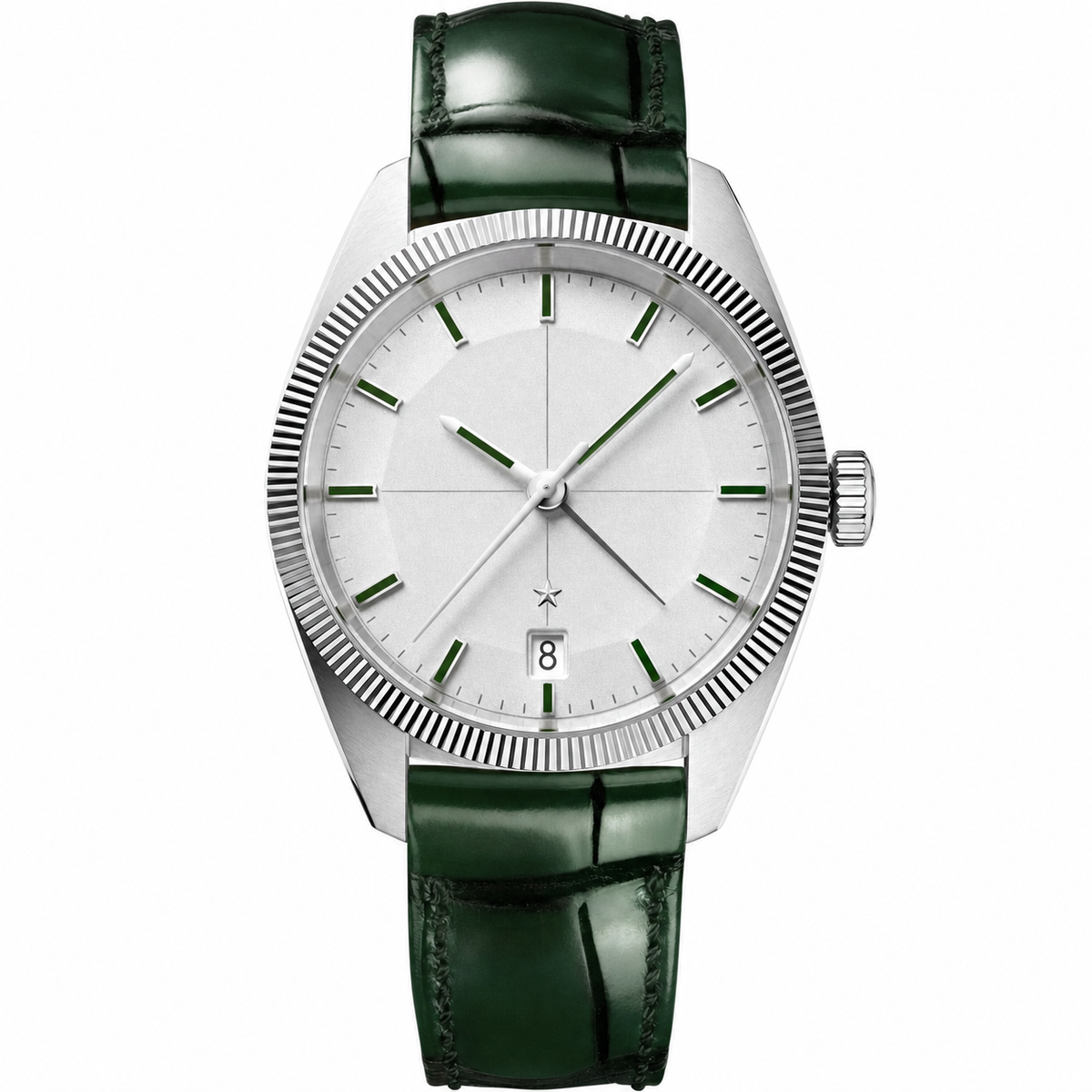 Calendar Dress Watch White Green Leather 41mm product photo