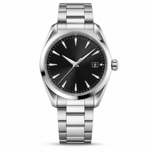 Classic Stainless Steel Watch with Black Dial