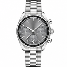 38mm Sport Chronograph Watch with Gray Dial and Metal Strap