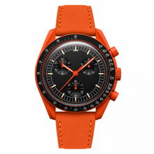 Sport Watch with Orange Leather Strap