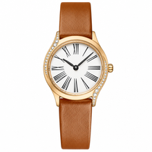 Women's Dress Watch with Gold-Tone Case and Brown Leather Strap