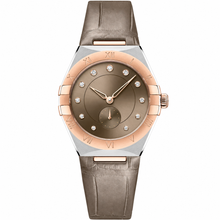 Ladies Small Seconds Watch Taupe Rose Gold Leather 34mm