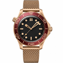 Diver Style Watch with Rose Gold Mesh Strap 42mm