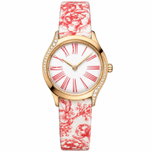 Gold-Tone Dress Watch with Floral Fabric Strap