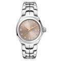Women's dress watch with taupe dial and silver-tone metal bracelet