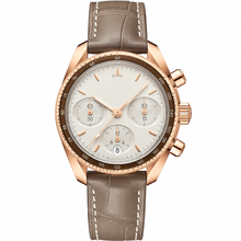 Chronograph Watch with Rose Gold Case and Brown Leather Strap 38mm