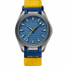 Casual Blue Dial Watch with Yellow and Blue Fabric Strap 41mm