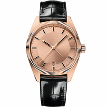 Calendar Dress Watch Rose Gold Black Leather 41mm