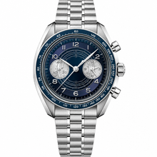 Chronograph Watch Silver Stainless Steel 43mm with Blue Dial