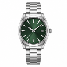 Classic Stainless Steel Watch with Green Dial 38mm