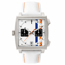 Sport Casual Chronograph Watch Silver Tone and White Fabric